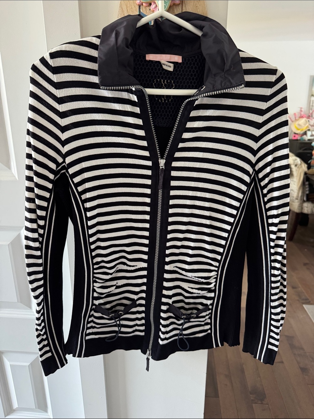 Striped Zip-Front Jacket in Black & White